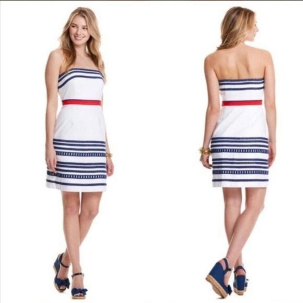 Vineyard Vines White Strapless Cotton Embroided Mini Dress - Size 0